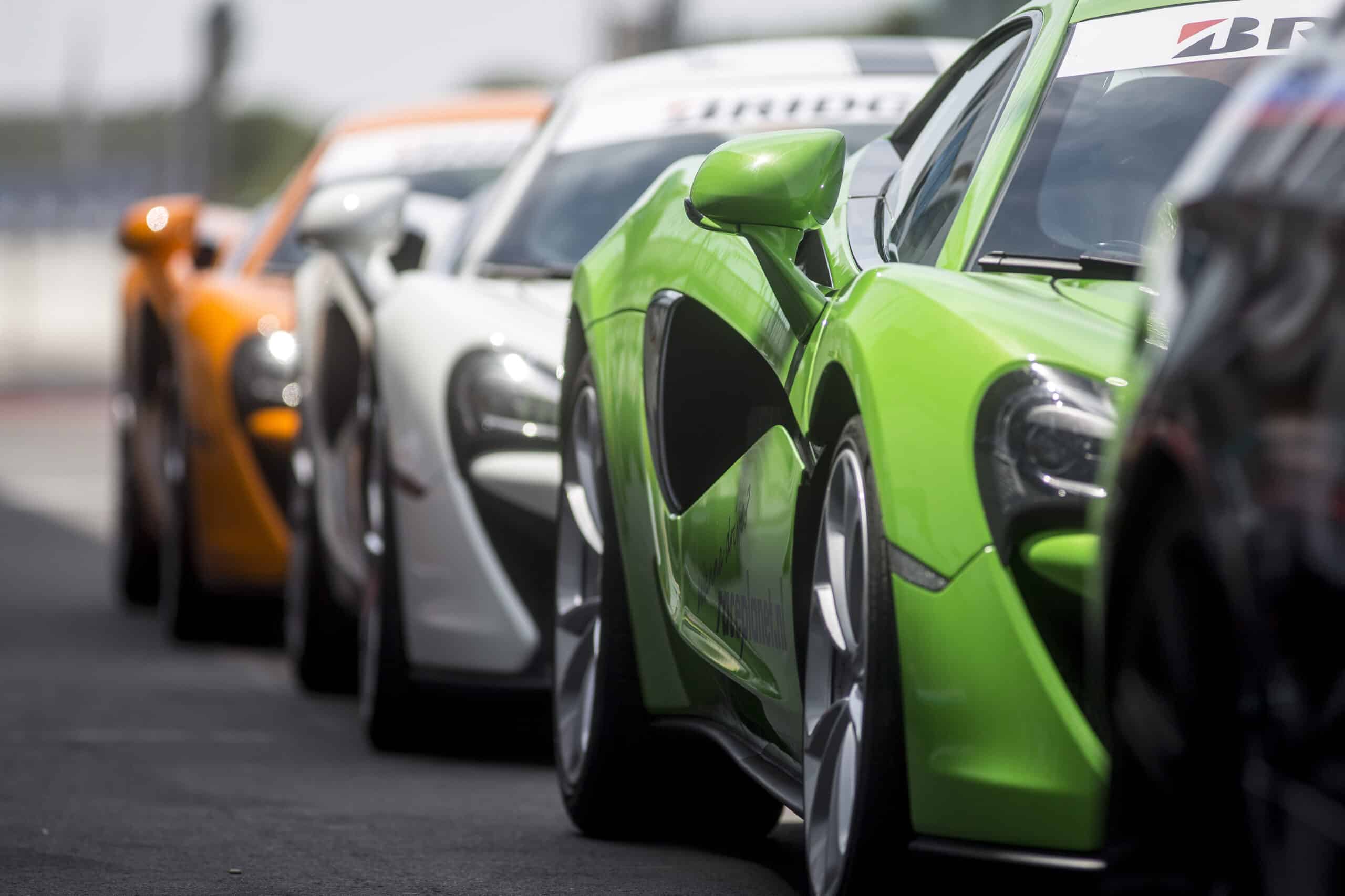 McLarens lined up at Circuit Zandvoort for a Race Planet VIP Experience